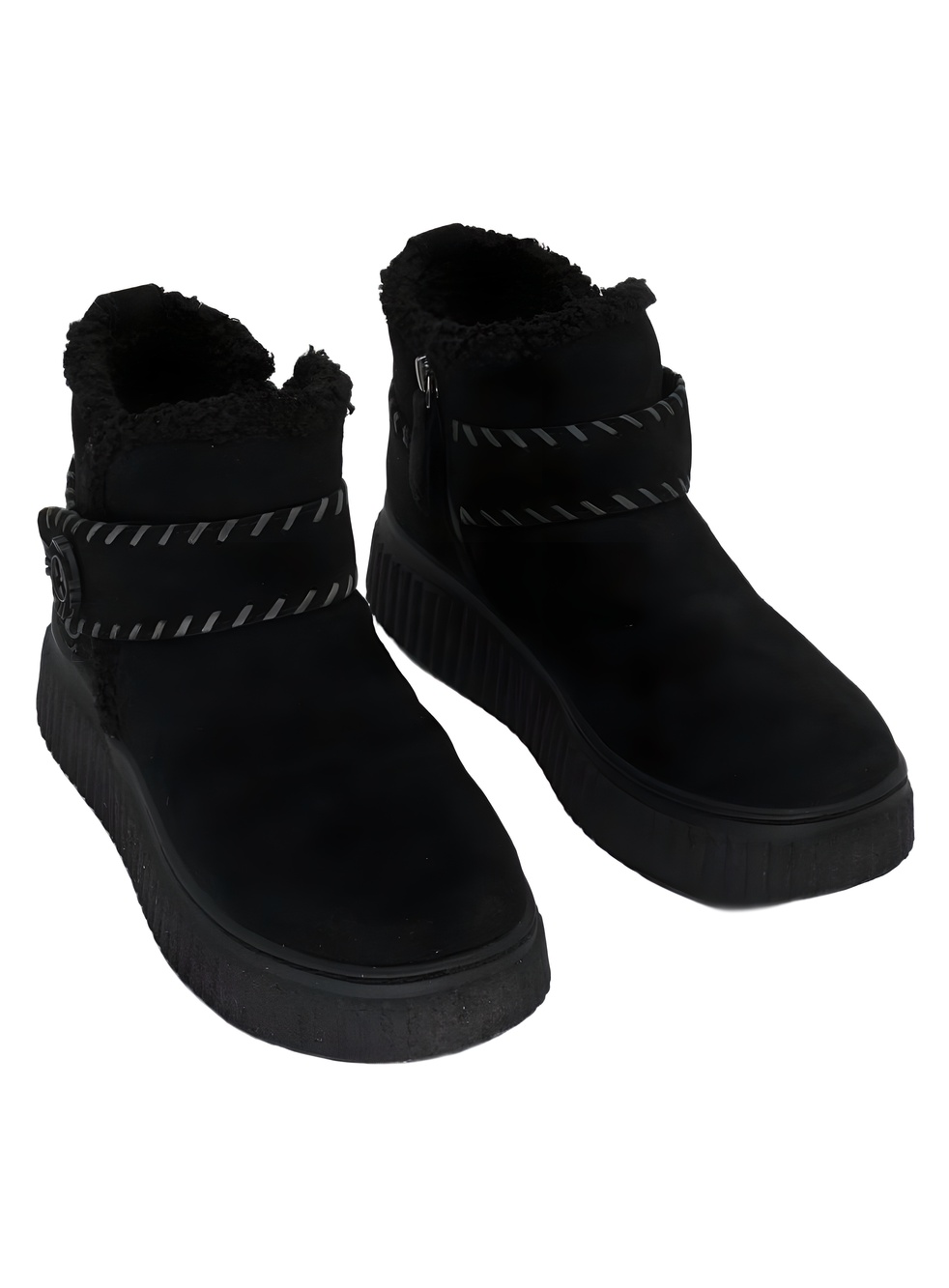 Easy Spirit Womens Brendan Black Suede Faux Fur Lined Ankle Boots Size 5.5M